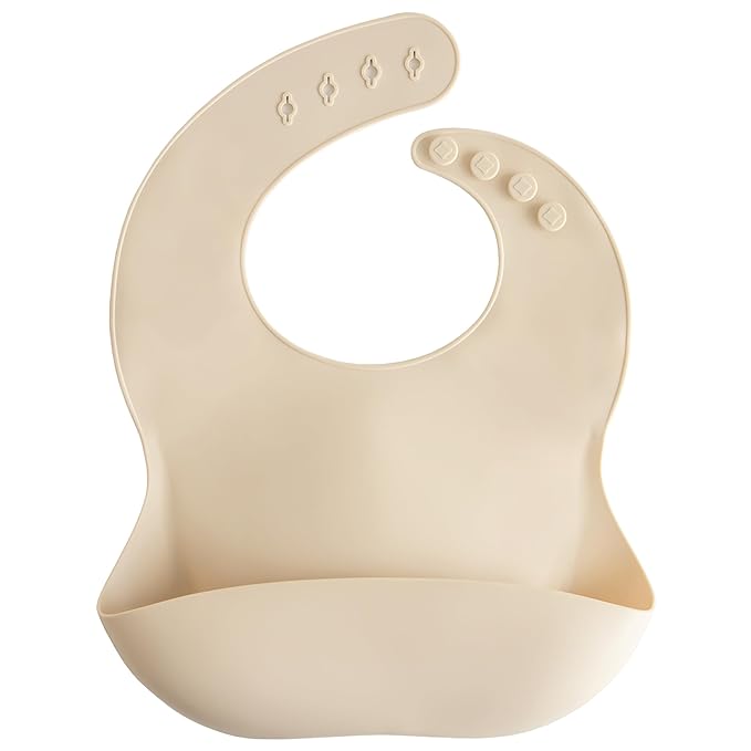 mushie Silicone Baby Bib | Adjustable Fit Waterproof Bibs (Shifting Sand)-BubblyBeeBaby