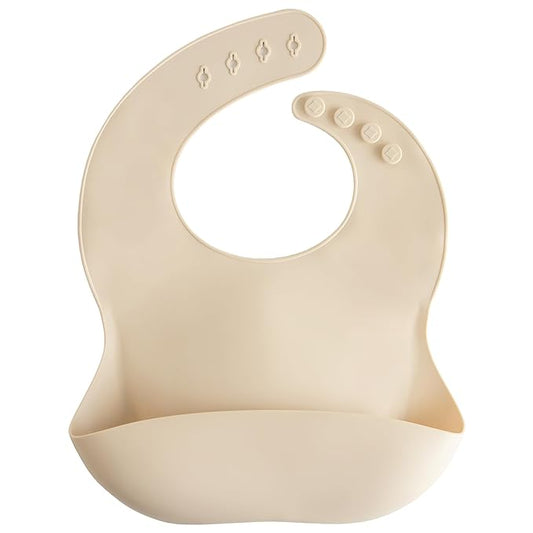 mushie Silicone Baby Bib | Adjustable Fit Waterproof Bibs (Shifting Sand)-BubblyBeeBaby
