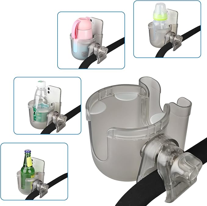 Accmor Stroller Cup Holder with Phone Holder, Bike Cup Holder, Universal Cup Holder for Uppababy Nuna Doona Strollers, 2-in-1 Cup Phone Holder for Stroller, Bike, Wheelchair, Walker, Scooter-BubblyBeeBaby