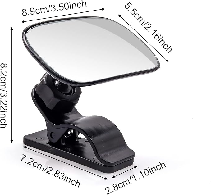 Car Interior Rearview Baby Mirror, Universal Wide Angle Convex Mirrors Clip On Mirror for Infant Toddler Child Backseat, 360° Freely Adjustable. (Black)-BubblyBeeBaby