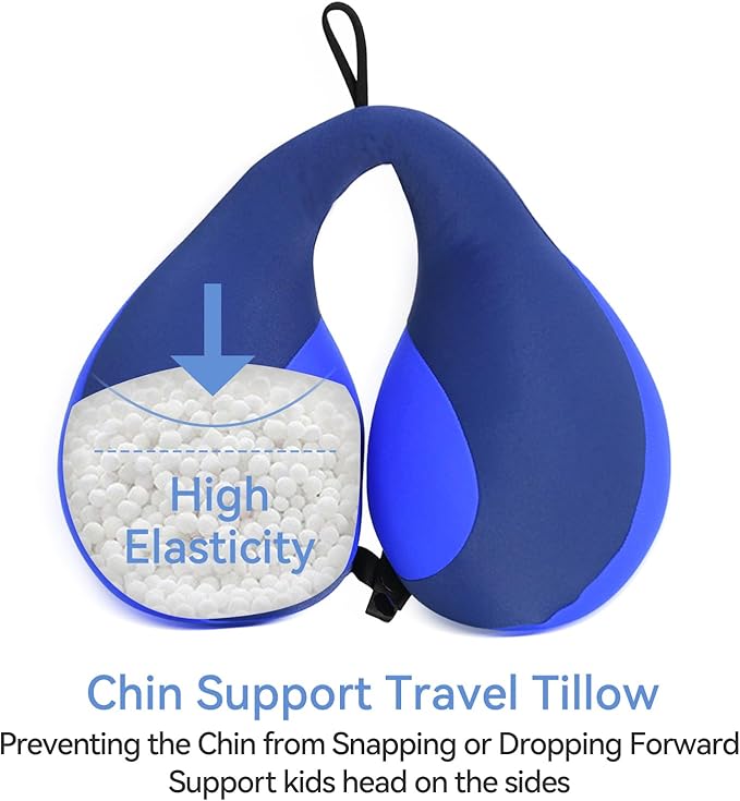MOOB Kids Travel Pillow, Kids Head Neck & Chin Support U Shape Pillows, Travel Sleeping Essentials, Perfect for Car Airplane-BubblyBeeBaby