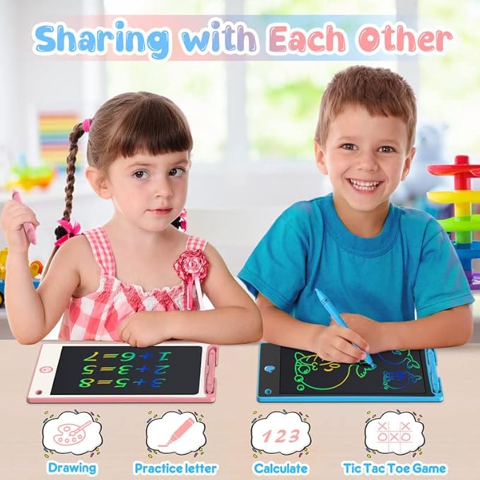 Hockvill LCD Writing Tablet for Kids 8.8 Inch, Toys for Girls Boys Drawing Pad for 3 4 5 6 7 Year Old Kid, Toddler Magnetic Doodle Board Travel Essential Christmas Birthday for Children BluePink-BubblyBeeBaby