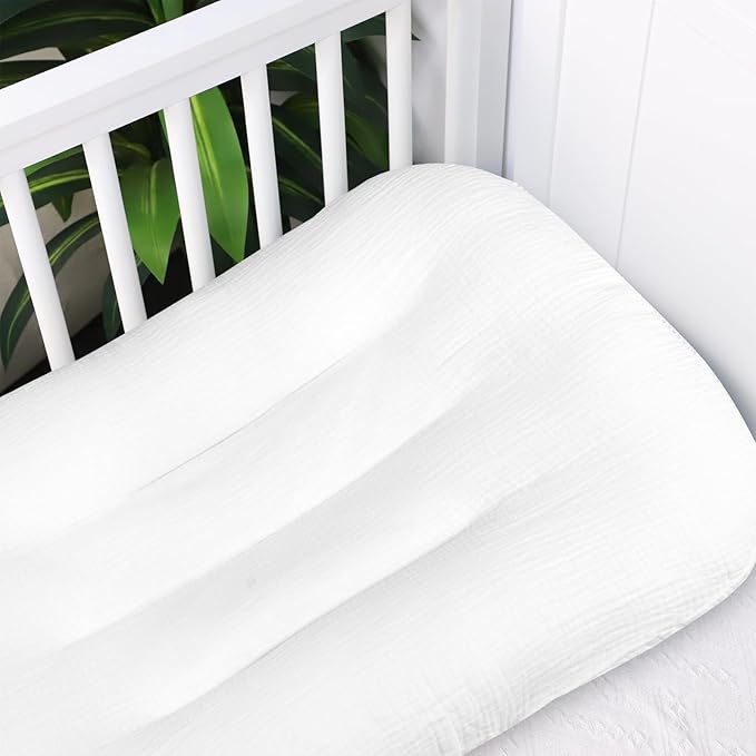 Hooyax Muslin Baby Lounger Cover Soft Organic Cotton Slipcover Fits Newborn Lounger for Baby Boys and Girls (White)-BubblyBeeBaby