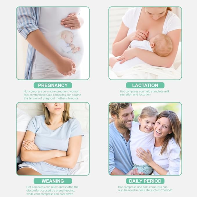 Hot/Cold Breast Gel Bead Ice Packs Breast Cooling/Heat Pads Relief for Breastfeeding, Nursing Pain, Mastitis, Engorgement, Swelling, Plugged Ducts | Boost Milk Let-Down & Production,2 Pack (Green)-BubblyBeeBaby