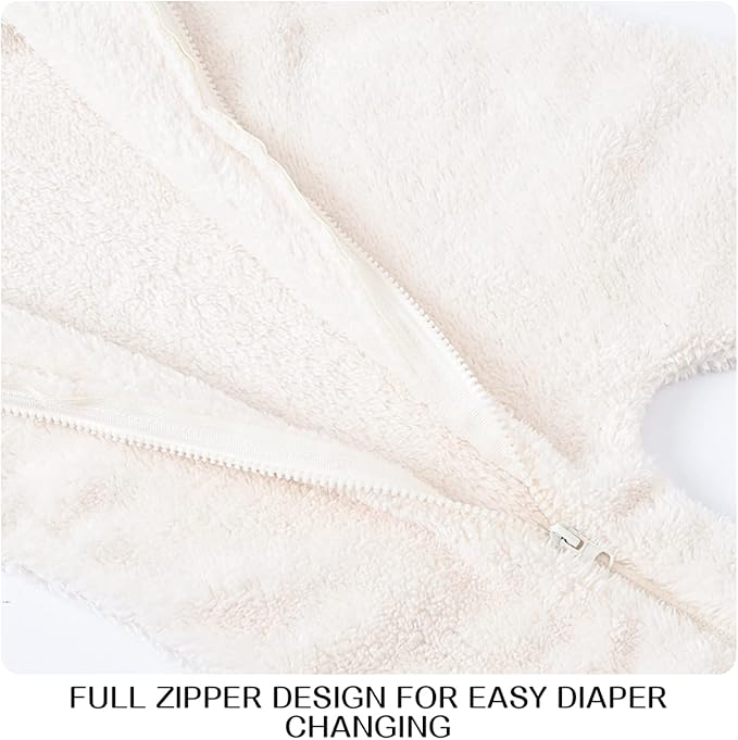 Baby Fleece Jumpsuits Infant Bear Ear Snowsuit Newborn Hooded Romper Warm Coat-BubblyBeeBaby