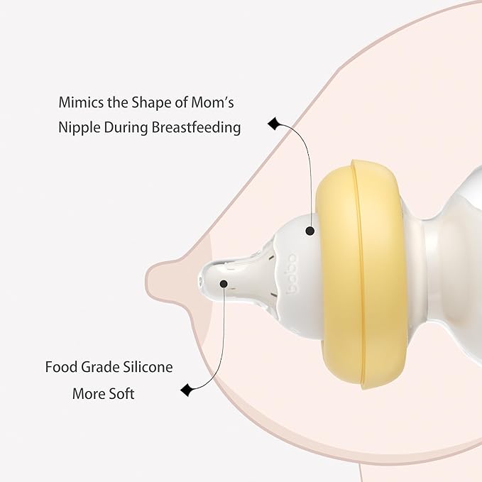 YOHKOH Newborn Glass Baby Bottles with Slow Flow Nipple for 0+ Months, Wide Neck Feeding Bottle, 2.7oz/80ml (Yellow, 2.7oz (Pack of 4))-BubblyBeeBaby