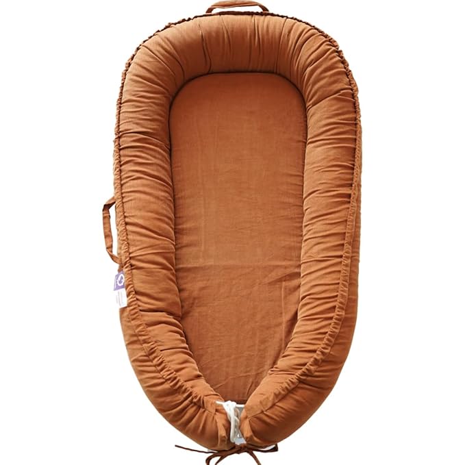 Infant Lounger, Baby Nest Cover for Baby Girls & Boys, Newborn Essentials for Baby 0-18+ Months, 100% Cotton Breathable (GoldenBrown, Corduroy)-BubblyBeeBaby