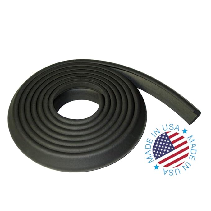 KidKusion Baby Proof Edge Cushion Protector | Made in USA | Foam Rubber Furniture and Fireplace Edge Guard Bumper | Black | 12 Ft | Tape Included-BubblyBeeBaby