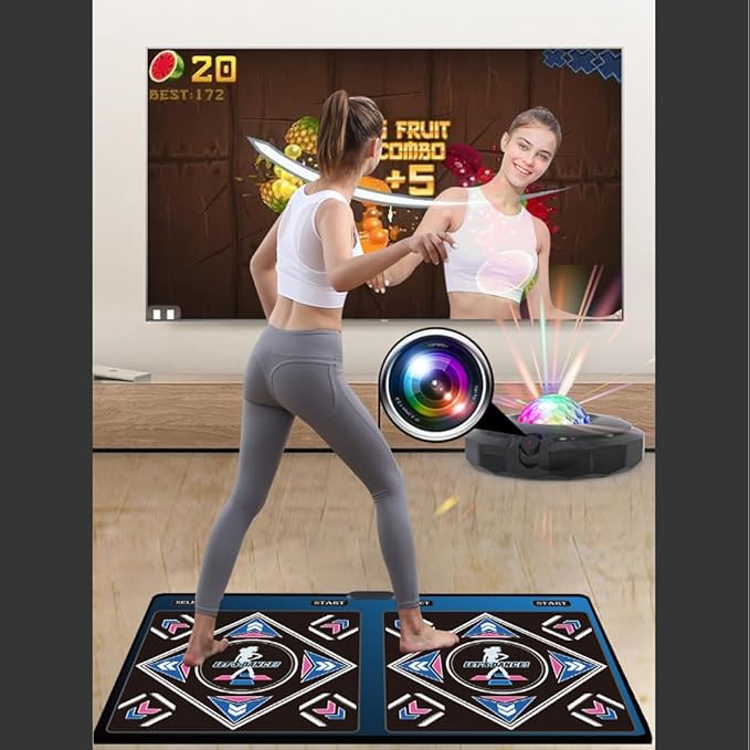 HDMI Musical Electronic Dance mat with a Camera, a 64G Large Memory Card, Including 1000 Games,650 Songs,81 Music Videos,for Single/Double Users, a Luxurious Gift for Boys and Girls-BubblyBeeBaby