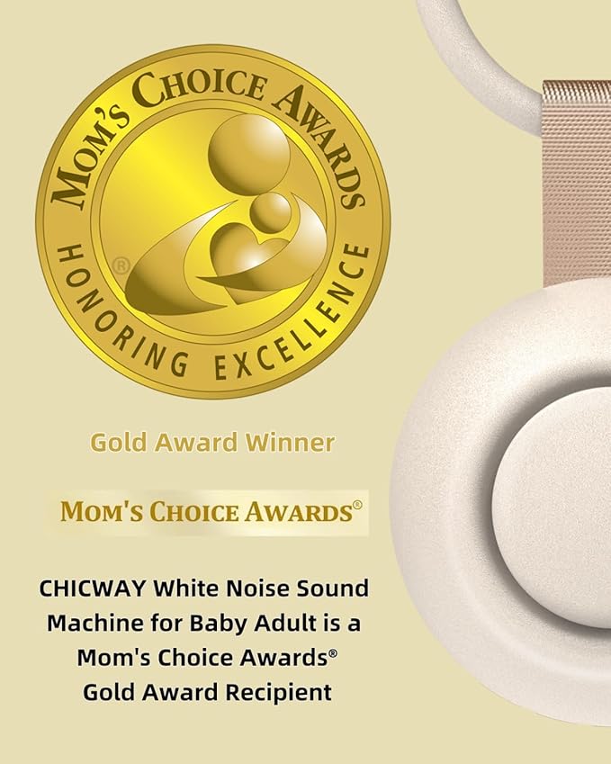 2025 Mom's Choice Awards, Portable Sound Machine for Baby Adult, AI Cry Detection, 18 Soothing Sound, Bluetooth Rechargeable White Noise Machine for Home Office Travel, Nursery Light, Gray-BubblyBeeBaby