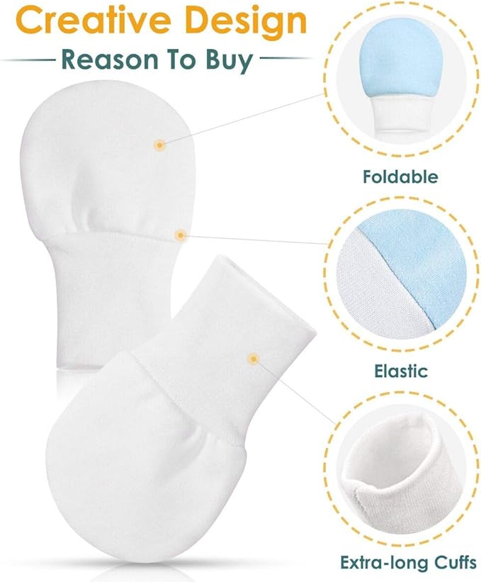 Newborn Baby Mittens Anti Scratch Baby Mittens No Scratch Mittens Baby Gloves for 0-6 Months Boys Girls(6 Pairs)-BubblyBeeBaby
