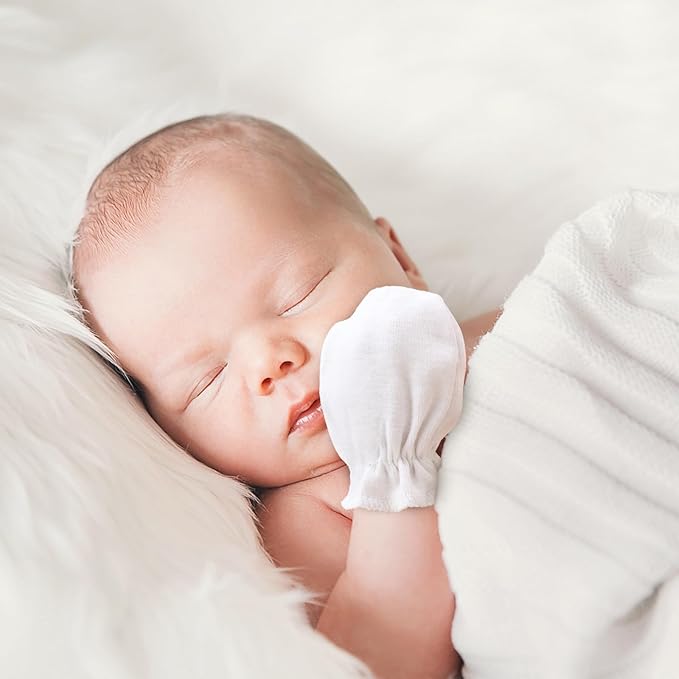 BQUBO Newborn Infant Toddler Mittens No Scratch Cotton Elastic Wrist Gloves Hypoallergenic for 0-6 Months Baby Boys Girls-BubblyBeeBaby