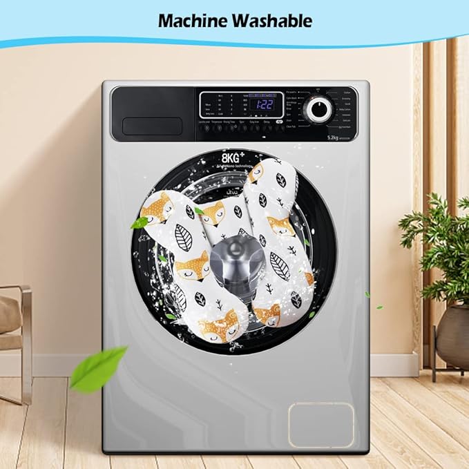 KAKIBLIN Baby Neck Pillow, Upgraded Baby Support Pillow for Head and Neck, Babies Head Pillow for Car Seat,Pushchair,Travel(Yellow Fox)-BubblyBeeBaby