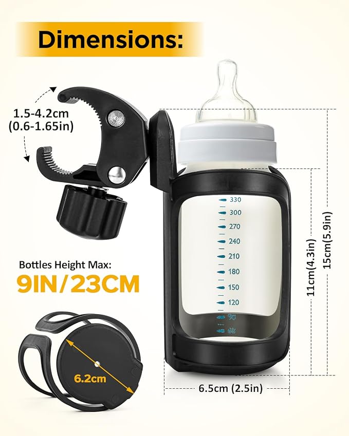 Pack of 2 Stroller Cup Holders, Universal Drinks Holder for Bikes, Trolleys or Walkers-BubblyBeeBaby