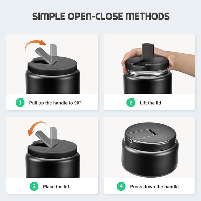 13.5oz Soup Thermo for Hot Food Kids with Buckle Lid Insulated Vacuum Food Jar Wide Mouth Leakproof Stainless Steel Lunch Container (Black)-BubblyBeeBaby