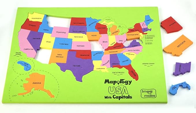 Imagimake Mapology USA Map with Capitals | Learning States and Capitals | US Geography Toys for Ages 8-13 | Jigsaw Puzzles for Kids Ages 8-10 | Educational Back to School Gifts for Kids Age 5-7 & 9-12-BubblyBeeBaby