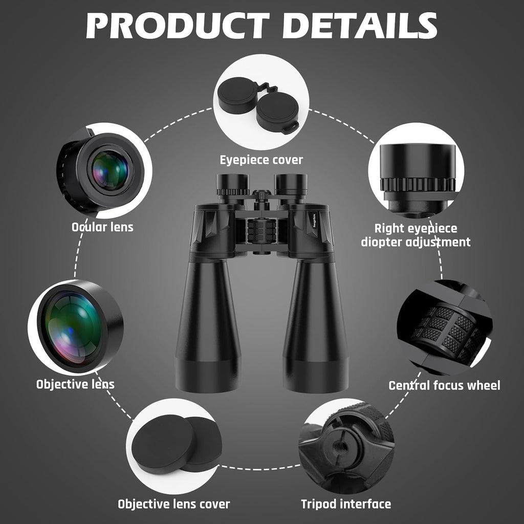 18x70 Binoculars for Adults High Powered, Large Aperture 70mm Astronomy Binoculars for Long Distance Viewing, Waterproof & Fogproof with Smartphone Adapter, Tripod Adapter, Carrying Case