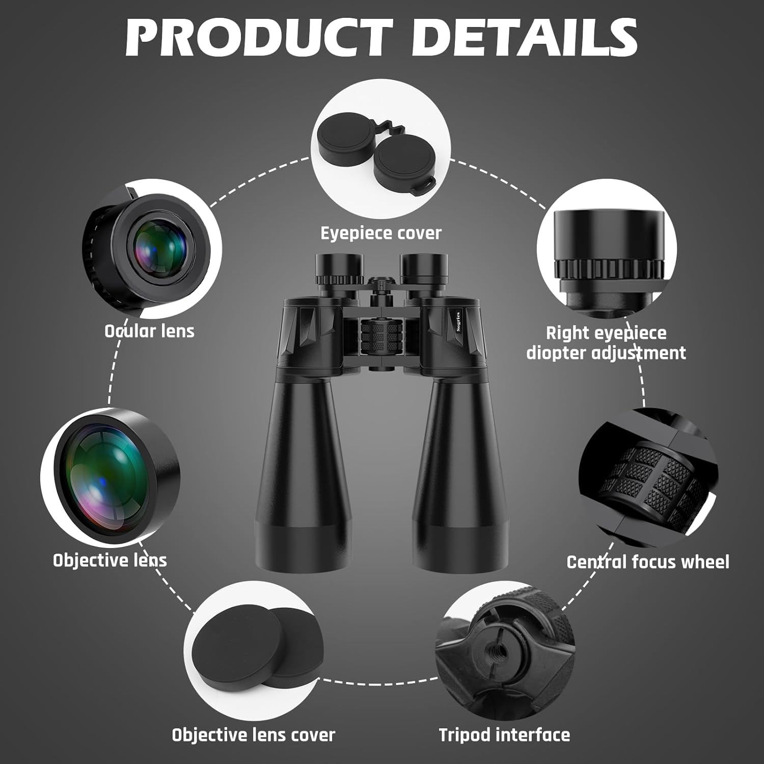 18x70 Binoculars for Adults High Powered, Large Aperture 70mm Astronomy Binoculars for Long Distance Viewing, Waterproof & Fogproof with Smartphone Adapter, Tripod Adapter, Carrying Case