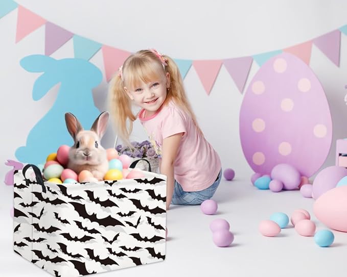 HIYAGON Rectangular Batman Basket Kids Storage Basket Kids Baby Nursery Basket for Boys Bat Room Decor Cute Toy Storage Organizer Bins Bedroom(Bats)-BubblyBeeBaby