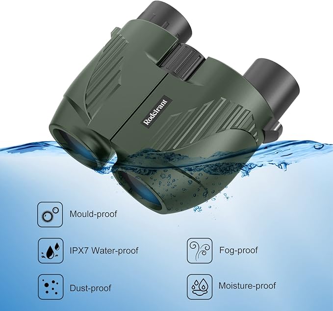 20X25 Compact Binoculars for Adults and Kids,Large Eyepiece Waterproof Binocular，Easy Focus Small Binoculars for Bird Watching,Hiking and Concert, Green-BubblyBeeBaby