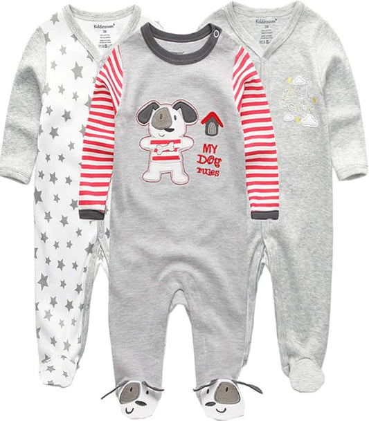 Kiddiezoom Baby and Toddler Boys'Snug Fit Footed One-Piece Romper Jumpsuit Cotton Cotton Footed Outfit-BubblyBeeBaby