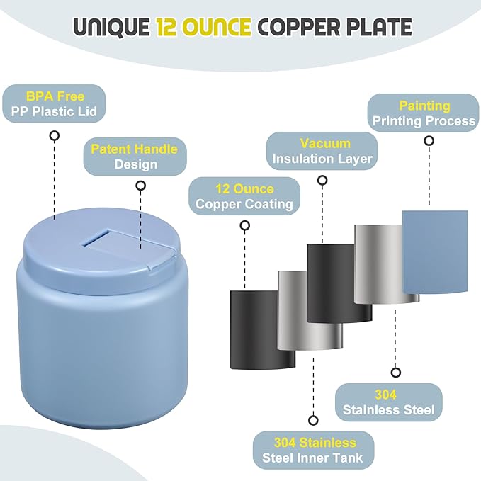 26oz Soup Thermo for Hot Food Kids with Buckle Lid Insulated Vacuum Food Jar Wide Mouth Leakproof Stainless Steel Lunch Container (Blue)-BubblyBeeBaby