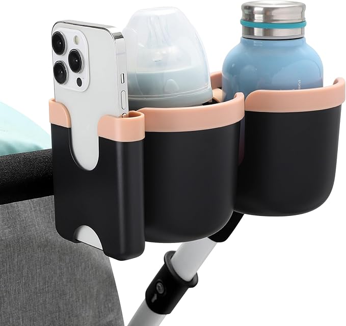 Accmor Stroller Cup Holder with Phone Holder, Bike Cup Holder, Universal Cup Holder for Uppababy Nuna Doona Strollers, 2-in-1 Cup Phone Holder for Stroller, Bike, Wheelchair, Walker, Scooter-BubblyBeeBaby