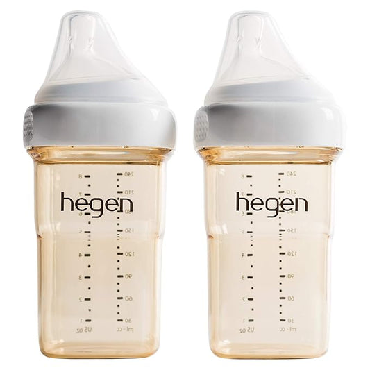 Hegen Easy to Clean Anti-Colic Baby Bottle, 8oz for 3 to 6 Months (2-Pack)-BubblyBeeBaby