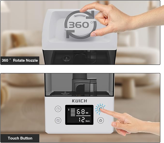 2.4L Air Humidifiers for Bedroom Baby - 26dB Quiet Cool Mist Air Humidifier for Nursery & Plants, Top Fill Air Humidifier Lasts Up to 30 Hours, Auto Shut-Off, Easy to Fill and Clean-BubblyBeeBaby