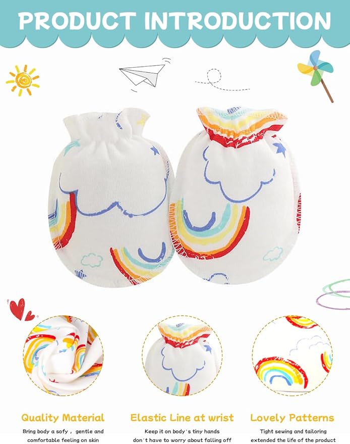 Cute Baby Mittens Newborn, No Scratch Baby Boy Mittens, Baby Girl Hat Gloves for Toddlers, Infant, Newborn-BubblyBeeBaby
