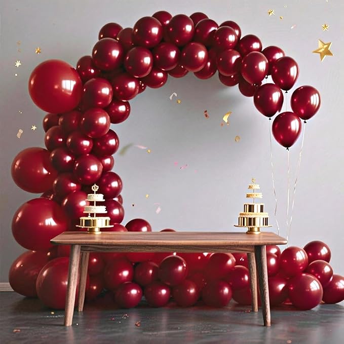 140pcs Burgundy Round Balloons Different Sizes 18 12 10 5 Inch Latex Balloons for Arch Decoration Party Balloon Kit for Graduation Birthday Party Wedding Balloon Baby Shower Decoration-BubblyBeeBaby