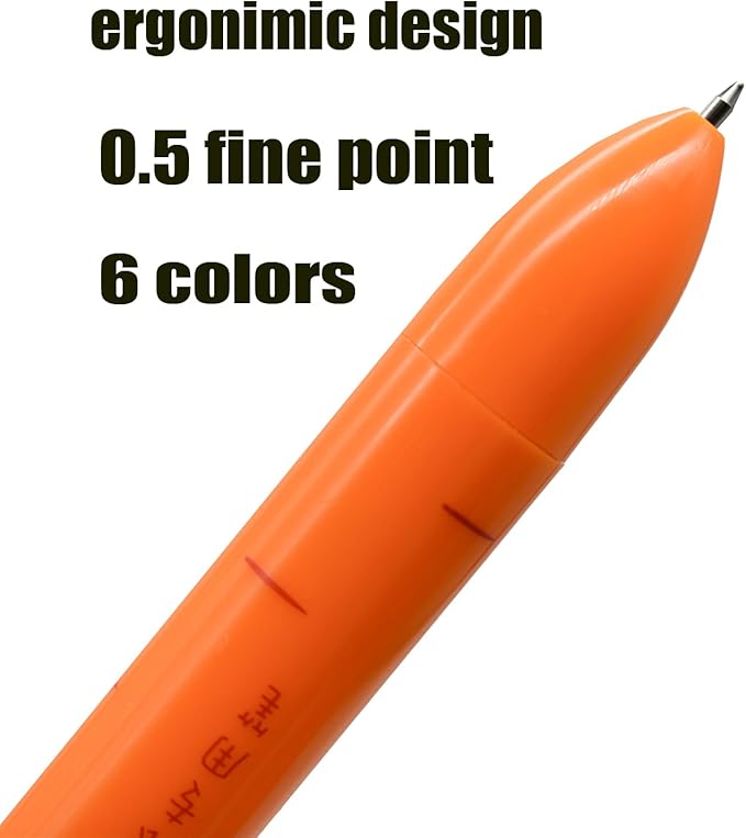 10 pieces Carrot-Shaped 6-Color Retractable Ballpoint Pens, Cute Vegetable Design Multicolor Writing Pens for School, Office, Note-Taking, Journaling (Assorted Colors)-BubblyBeeBaby