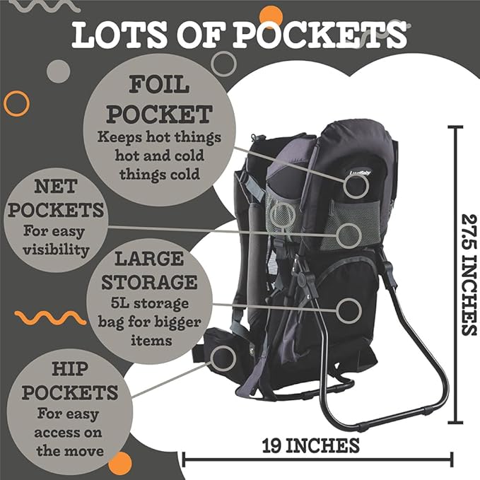 Hiking Baby Carrier Backpack - Comfortable Toddler/Baby Backpack Carrier System with Diaper Change Pad, Insulated Pocket + Rain and Sun Hood to Protect Your Child-BubblyBeeBaby