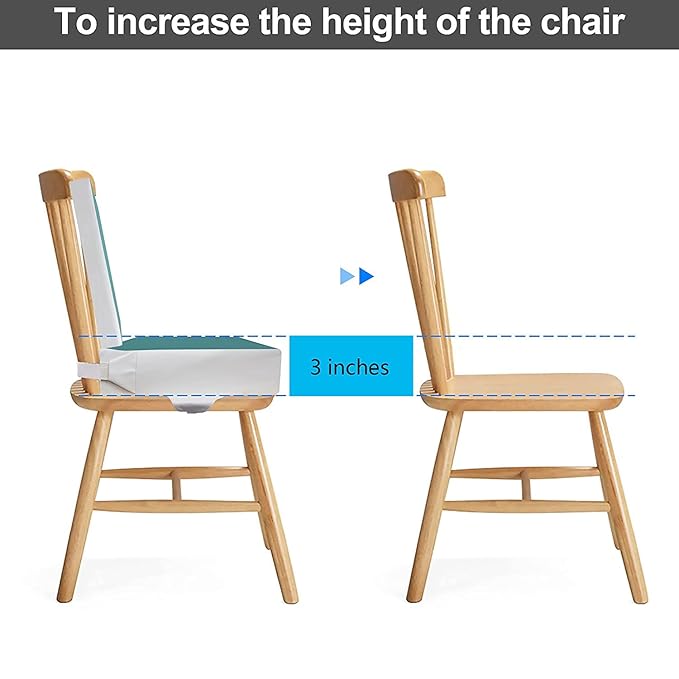 Kalawen Toddler Booster Seat for Dining Table, Upgraded 2Pcs PU Washable Straps Safety Buckle Kids Booster Seat for Table, Portable Travel Increasing Cushion for Chair-BubblyBeeBaby