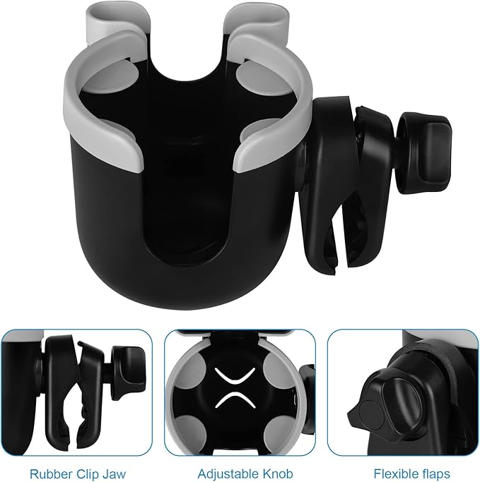 Accmor Stroller Cup Holder with Phone Holder, Bike Cup Holder, Universal Cup Holder for Uppababy Nuna Doona Strollers, 2-in-1 Cup Phone Holder for Stroller, Bike, Wheelchair, Walker, Scooter-BubblyBeeBaby