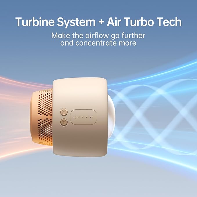 JISULIFE Stroller Fan Baby Large, Safe Bladeless for Crib, Desk, 4000mAh Battery Rechargeable Portable Cooling Fan with Air Turbo Tech, Night Light, Food-Grade Gift for Mom/Dad/Friend - Brown-BubblyBeeBaby