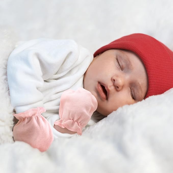 BQUBO Newborn Infant Toddler Mittens No Scratch Cotton Elastic Wrist Gloves Hypoallergenic for 0-6 Months Baby Boys Girls-BubblyBeeBaby