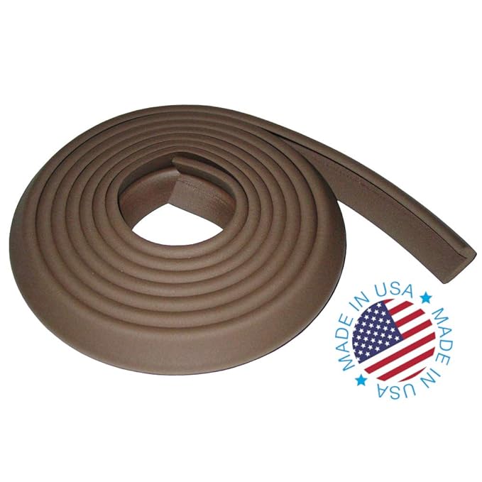 Kidkusion Baby Proof Edge Guards for Safety | Made in The USA | 24 Feet | Brown | Edge Protectors for Furniture, Tables, Fireplaces | Heavy Duty Tape Included-BubblyBeeBaby