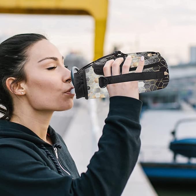 25/32/40/64oz Water Bottle Bag Holder Carrier-Insulated Crossbody Sling Case Sleeve with Strap & Pockets for Men Women Gym Cycling Travel Walking Hiking Camping-BubblyBeeBaby