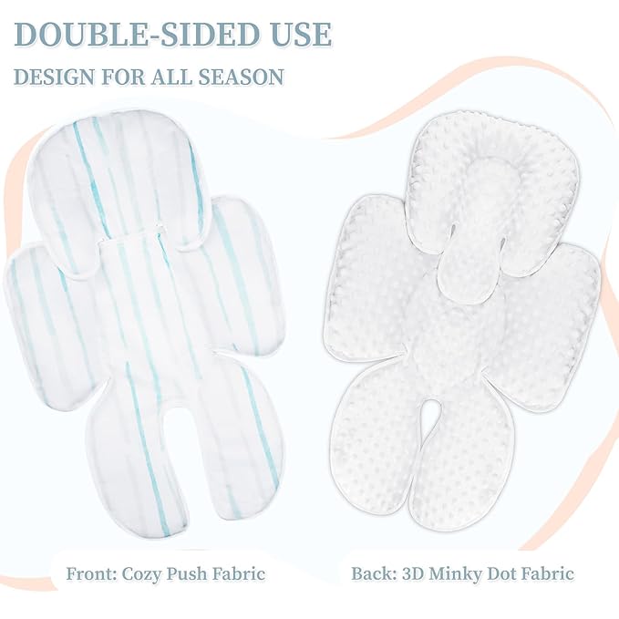 Pea Pod Baby Cushion, 2 in 1 Baby Swings Insert or Girls Extra Soft Breathable Cushion, Compatible for Strollers, and Bouncers, Striped Pattern-BubblyBeeBaby