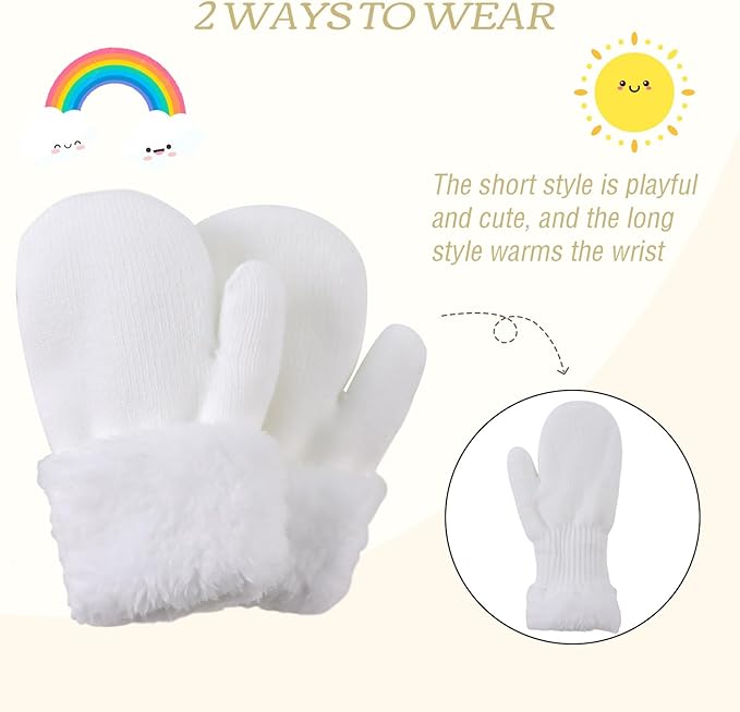 PESAAT Baby Girl Mittens Fleece Toddler Boy Mittens Warm Kids Winter Gloves Unisex Cold Weather Baby Gloves-BubblyBeeBaby