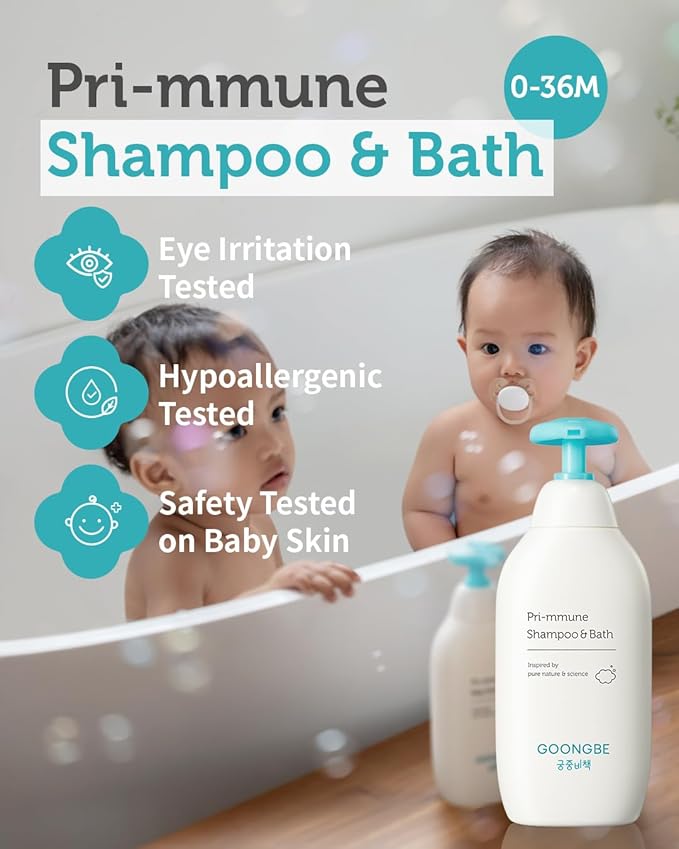 Pri-mmune Shampoo Bath & Moisture Lotion - Korean Baby Cleanser and Body Lotion - Hypoallergenic Moisturizing & Calming Daily Skincare - Gentle Cleanse, Naturally Derived, 11.8 oz.-BubblyBeeBaby