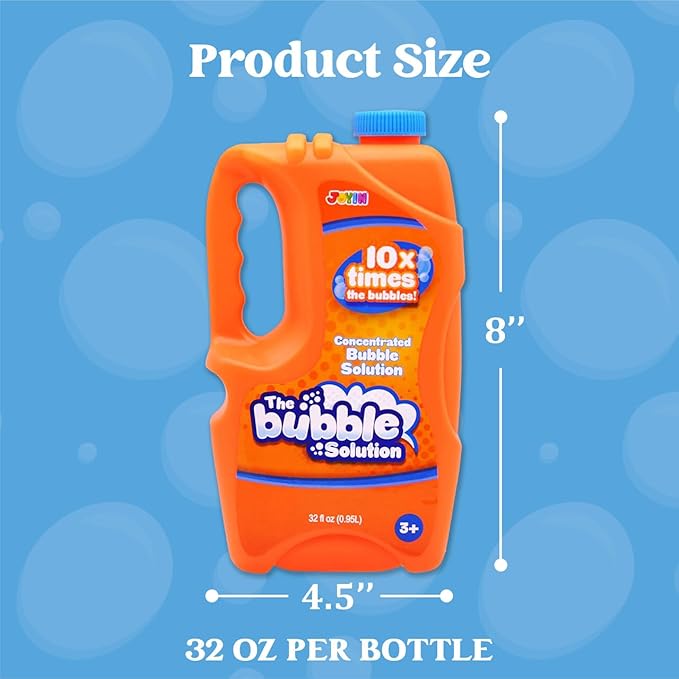 JOYIN 32 oz Bubble Solution Refills (Close to 1L/ 2.5 Gallon), Concentrated Solution for Bubble Machine, Wands, Blower, Easter (Orange)-BubblyBeeBaby