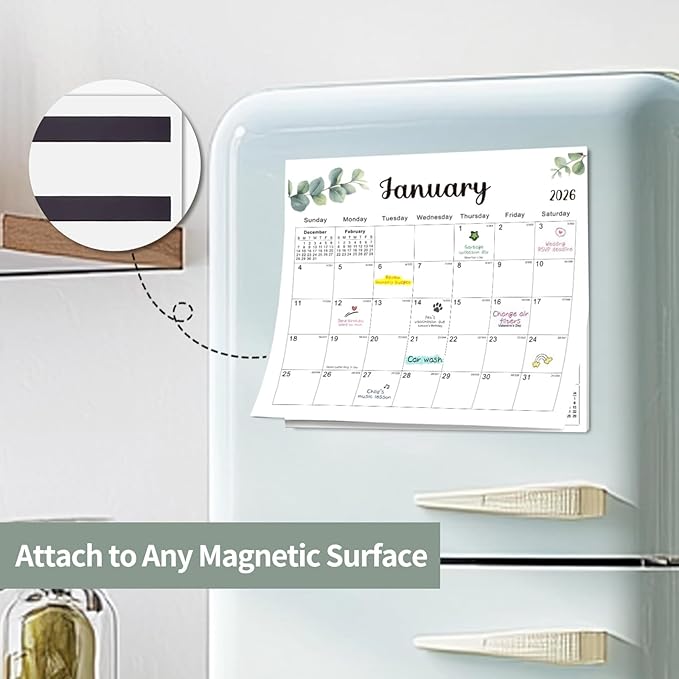2026 Magnetic Fridge Calendar 18 Monthly Magnetic Calendar for Refrigerator 2026 Wall Calendar Planner Runs from January 2026 Until June 2027 Easy Organizing Markers Tearable (Nature)-BubblyBeeBaby