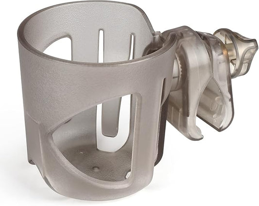 Accmor Universal Cup Holder, Stroller Cup Holder, 360° Rotatable Large Caliber Designed Bottle Holder for Stroller, Bike, Wheelchair, Walker, Scooter, Transparent Grey-BubblyBeeBaby