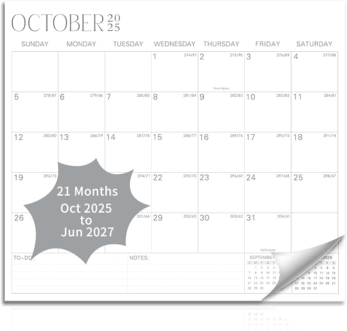 2025-2027 Magnetic Fridge Calendar 21 Monthly Magnetic Calendar for Refrigerator Planner Runs from October 2025 Until June 2027 Easy Organizing Markers Tearable (Simplicity)-BubblyBeeBaby