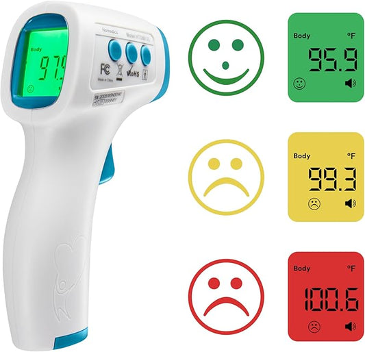 HoMedics Non-Contact Infrared Forehead Thermometer, Clinically Proven Fast Accurate Results, High-Fever Alert with 4-in-1 Readings-BubblyBeeBaby