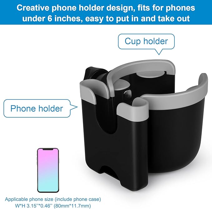 Accmor Stroller Cup Holder with Phone Holder, Bike Cup Holder, Universal Cup Holder for Uppababy Nuna Doona Strollers, 2-in-1 Cup Phone Holder for Stroller, Bike, Wheelchair, Walker, Scooter-BubblyBeeBaby