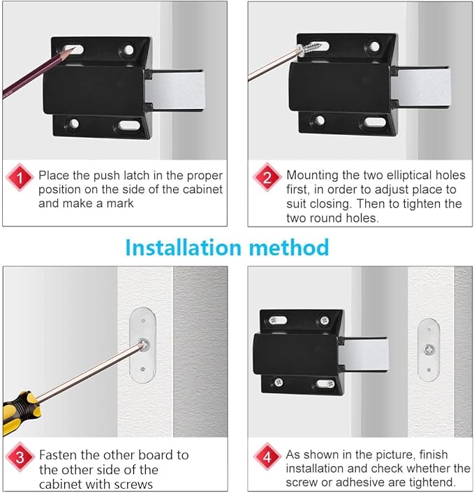 10 Pack Magnetic Push Latch Catch Push to Open Latch Pressure Touch Release Cabinet Catch for Doors Drawers Release Latch Kitchen Drawer Push Catch Pop Out Latch (Black)-BubblyBeeBaby