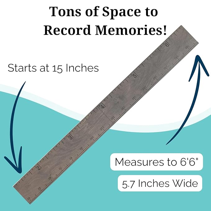Height Ruler for Wall - Child Height Wall Chart, Height Chart for Kids Growth Chart for Wall Growth Chart Wood, Wooden Growth Chart for Wall - Gray w/Inches - 63"x5.75"-BubblyBeeBaby